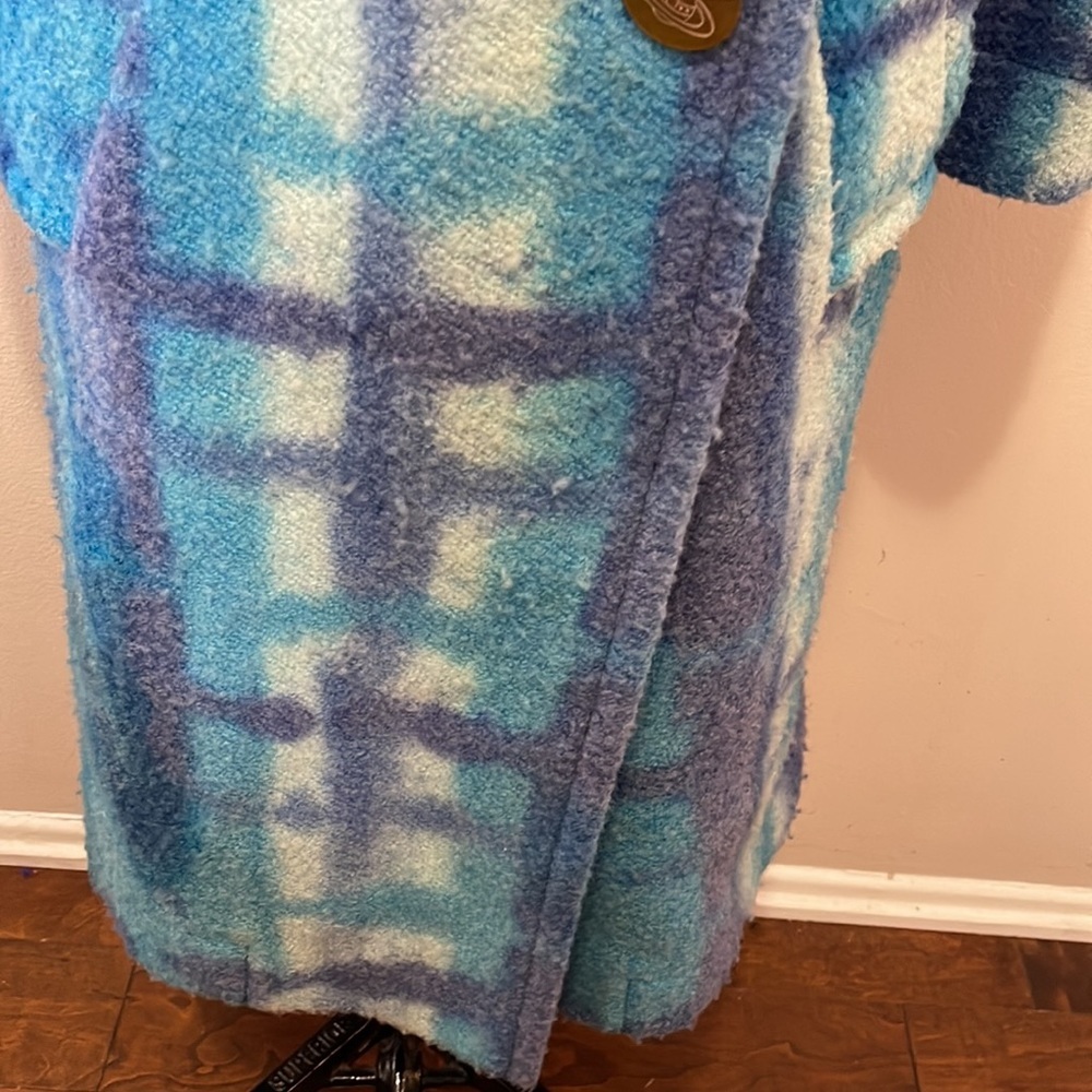 Vivienne Westwood Blue White Green Plaid Wool Coat - Picture 5 of 16